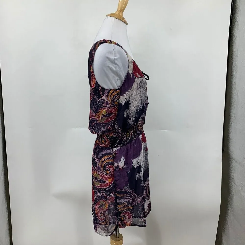 Free People Falling For Georgette Dress Womens Extra Small Smocked Paisley Lined